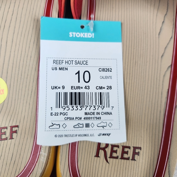 Reef Mens Hot Sauce Caliente Men's Sz 10 - Picture 4 of 7